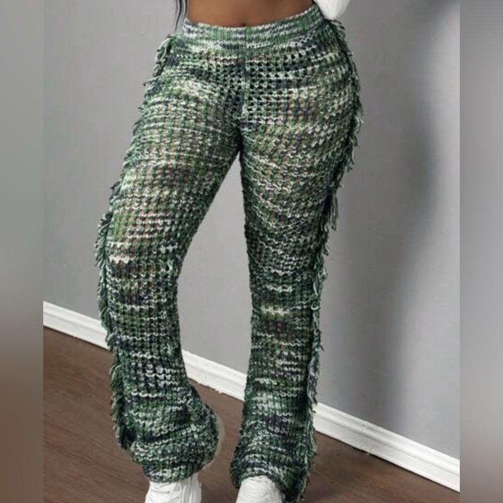 Stylish Green Knit Women's Pants